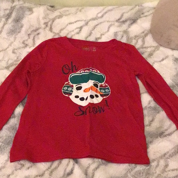Jammies for your Families Other - Red snow man prints long sleeve shirt